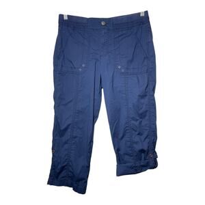 Caffe Marrakech Hiking Pants Travel Utility Capri Navy Blue Sz 6 Roll Up Stretch